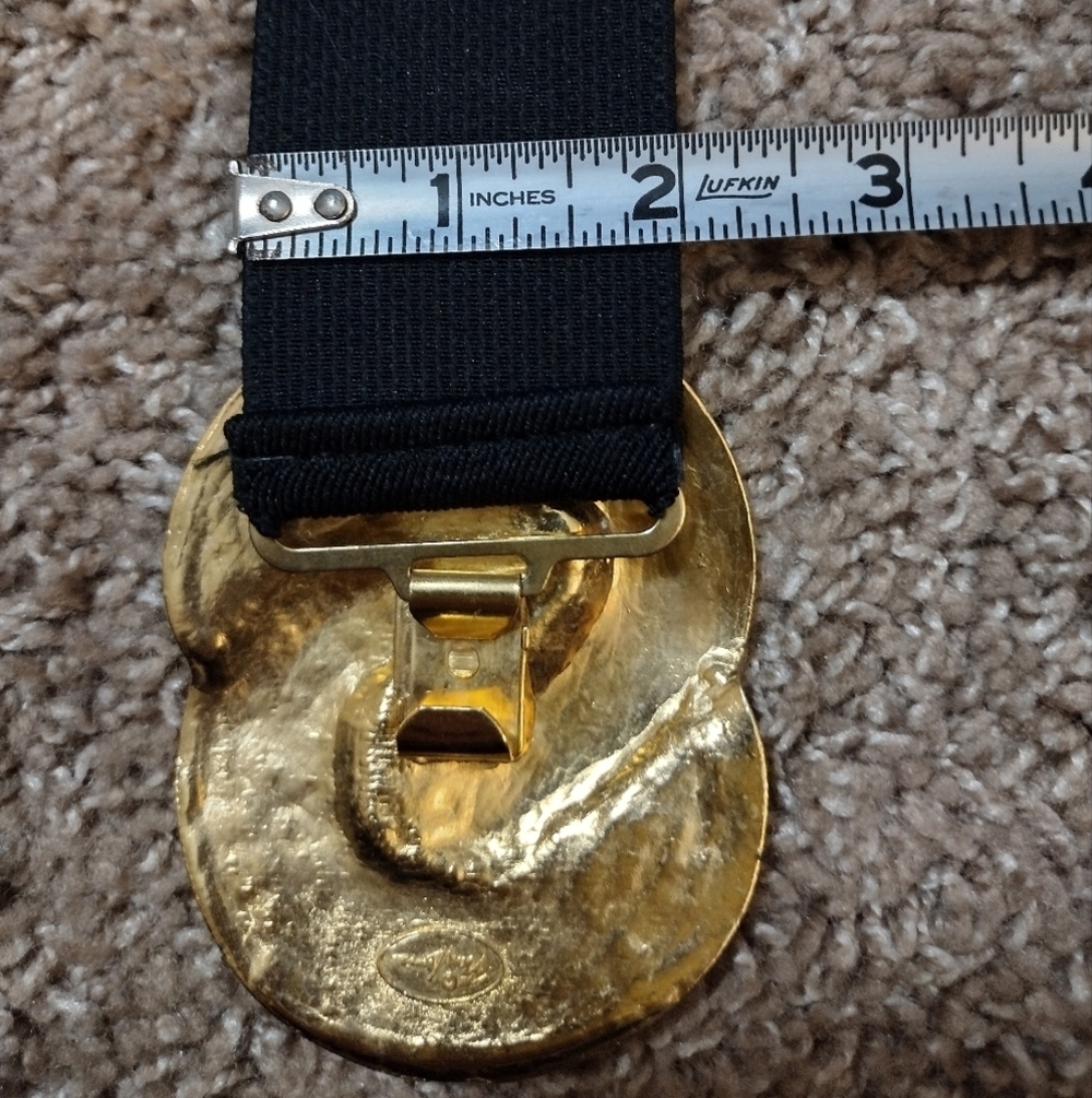 Nan Lewis Vintage Golden Buckle Elastic Stretch Belt - Picture 8 of 9